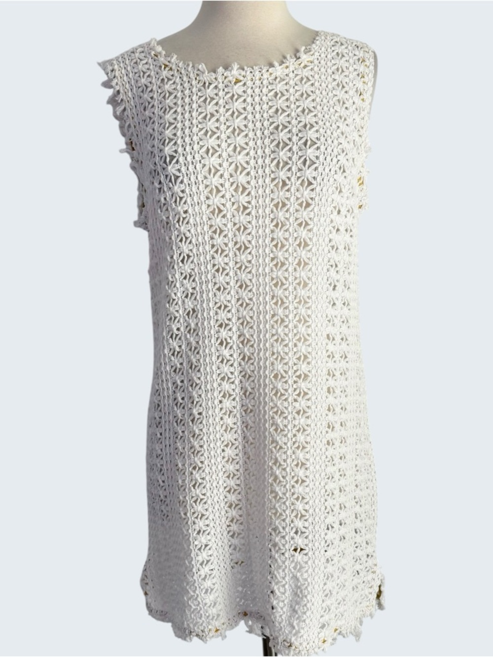 Free People Beach Thrifty Eyes White Crochet Beachy Boho Mini Dress Women’s M - Picture 5 of 10